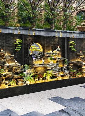 新中式大型水幕墙屏风景观入户客厅室外庭院花园假山喷泉流水摆件