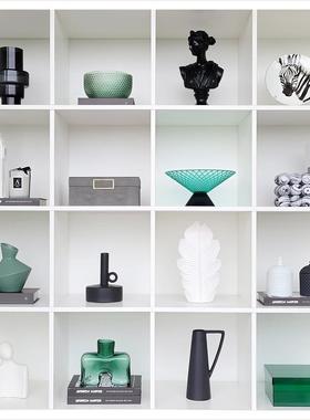 。样板间家居软装饰品摆件书柜蜡烛收纳盒创意陶瓷玻璃工艺品ZH31