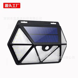 太阳能人体感应外墙七面壁灯 135led户外防水庭院门廊甲板照明