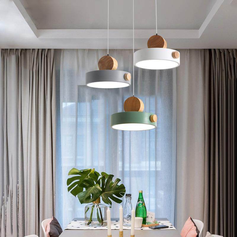 北欧三头餐厅吊灯具马卡龙床头灯现代简约LED创意吧台咖啡厅吊灯