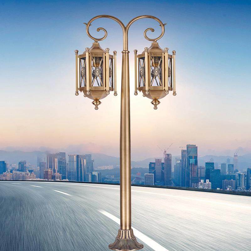 欧式户外防水复古庭院灯LED全铜方形花园别墅草坪灯led景观落地灯