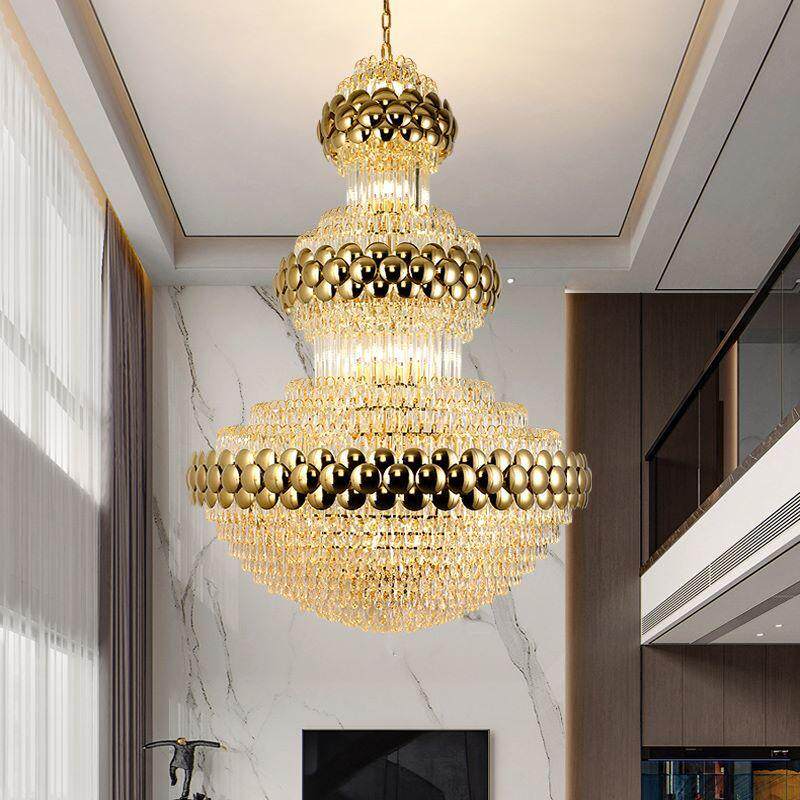 别墅大吊灯简约大气跃层挑空楼梯酒店大堂复式楼后现代轻奢水晶灯