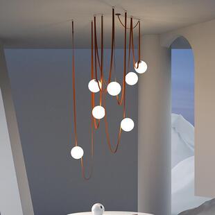 loft复式 灯 楼梯间吊灯皮带灯别墅客厅酒店大堂餐展厅灯设计师工装