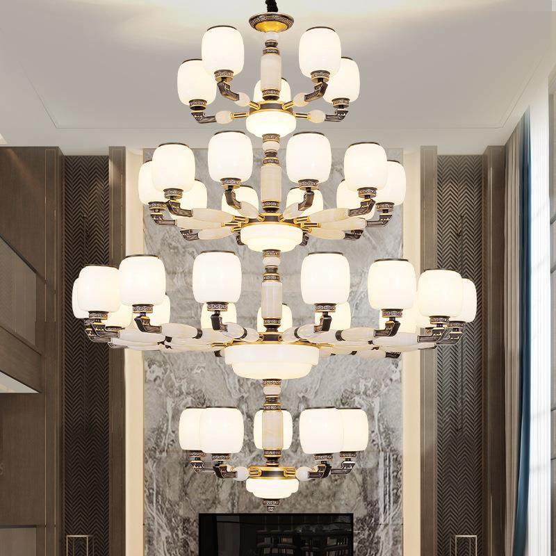 新中式复式楼别墅客厅中空大吊灯楼中楼挑空跃层大厅四五层楼梯灯,家装灯饰光源,智能吊灯,淘宝优惠券,粉丝福利购,淘宝优惠卷