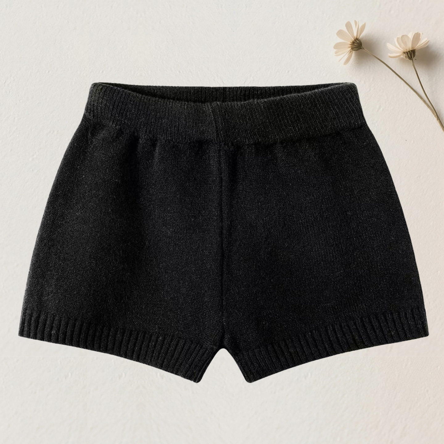 韩系高腰针织短裤女秋冬显瘦提臀打底裤百搭休闲裤子辣妹时尚裤子