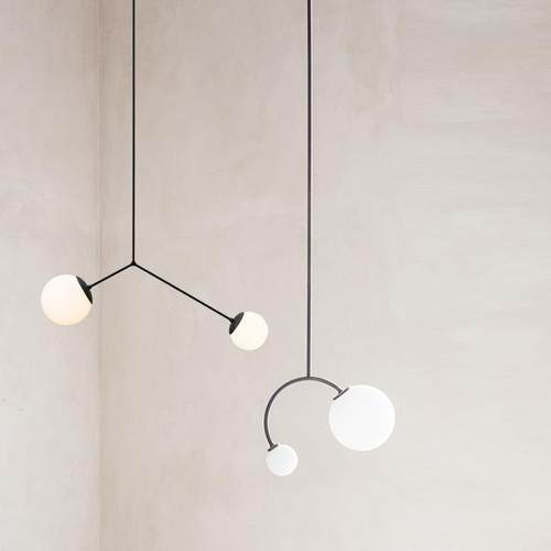 北欧玻璃罩吊灯客厅弧度圆球灯咖啡厅吧台餐厅卧室床头人字小吊灯