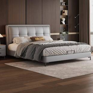 现代简约真皮床小尺寸1.35米男孩女孩儿童床 1.5米实木框架软包床