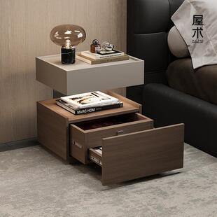 屋术意式极简床头柜暗格带隐藏抽屉收纳柜轻奢高级感悬浮床边柜子