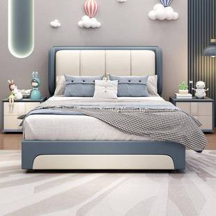 简约现代皮单人床儿童1.2m床小户型次卧室1.35米北欧风软包收纳床