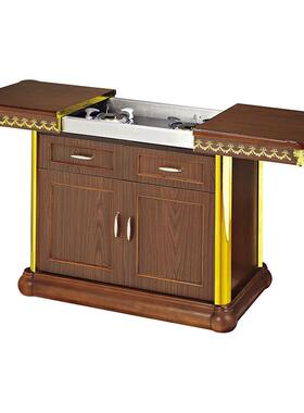 双头煤气炉C-68A星级豪华酒店餐厅胡桃木色欧式拉合豪华鲍鱼车