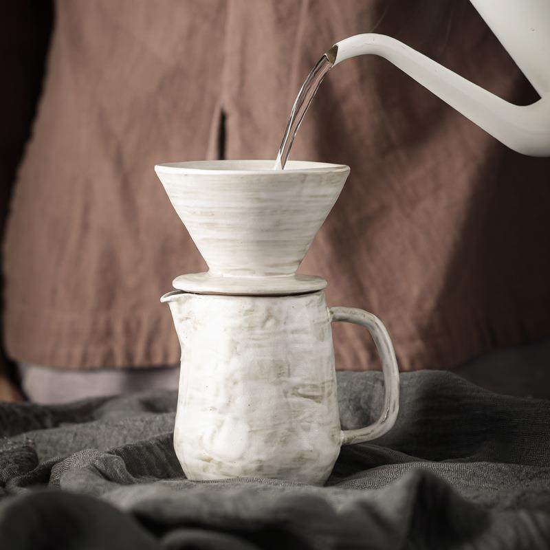 粉引创意手冲咖啡壶套装办公室日用个性陶瓷咖啡分享壶咖啡过滤杯