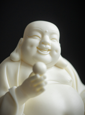 久造陶瓷大肚弥勒佛摆件家居客厅桌面创意笑佛工艺品车载汽车饰品