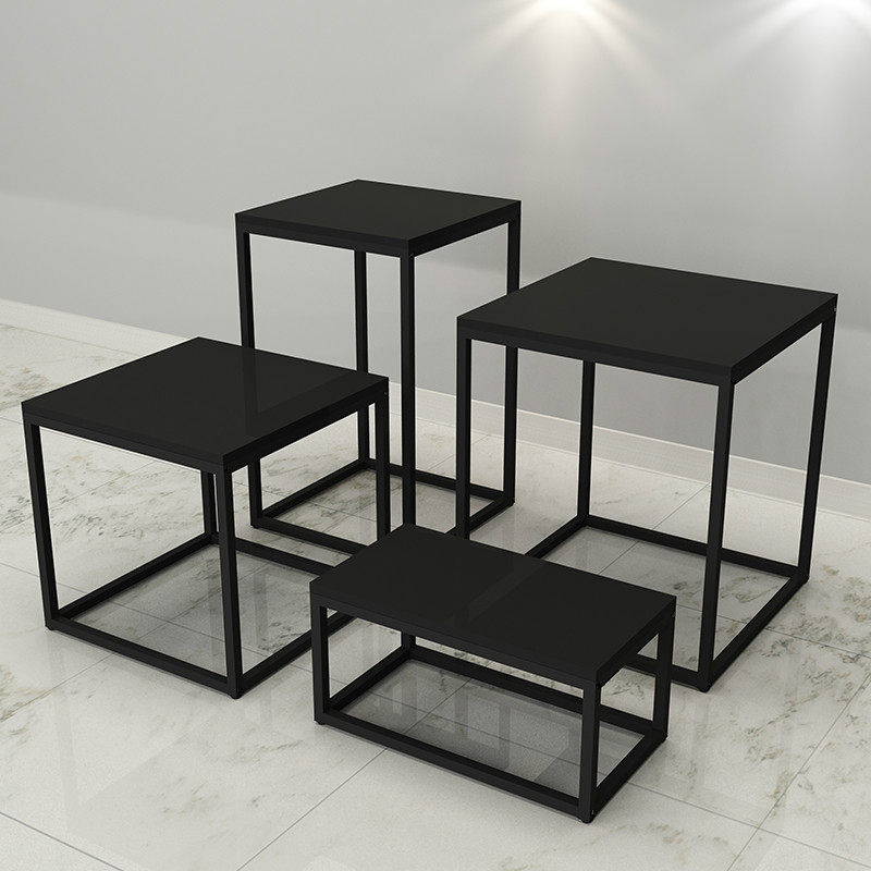 服装店高低流水台橱窗模特展示架展示台铁艺落地中岛架货架组合