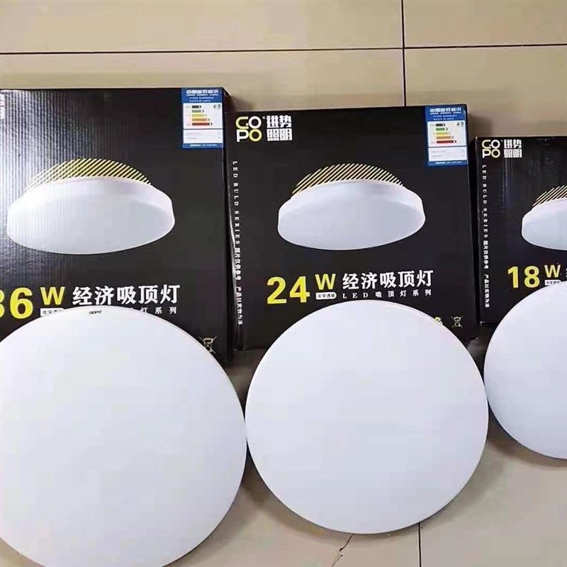GOPO进势照明led吸顶灯轻薄圆形卧室灯全白过道阳台护眼灯