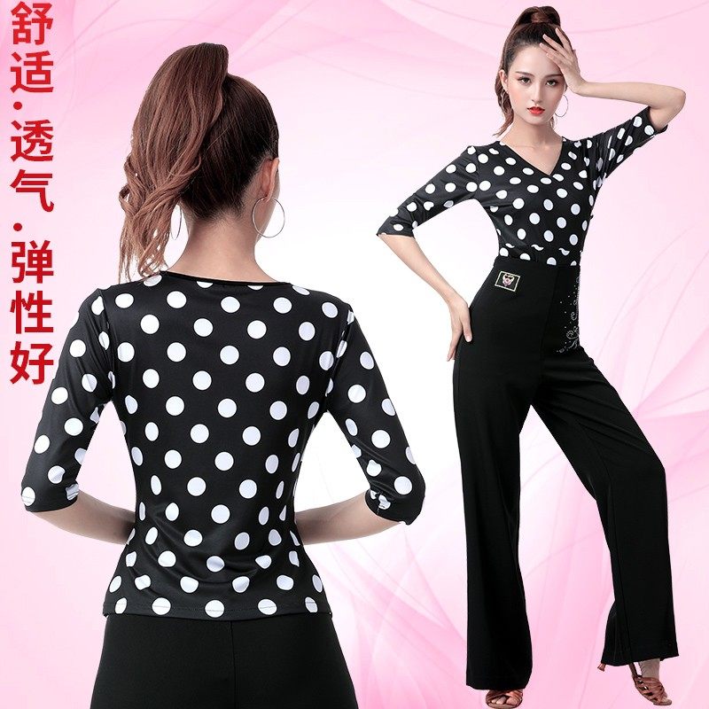 水兵舞服装女V领中袖广场舞演出服果果不不新款舞蹈服吉特巴上衣
