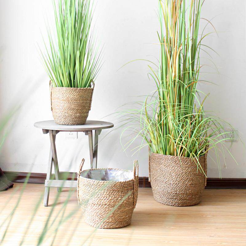 觅点 手工编织草编大花篮绿植花盆套花器田园篮中橱窗装饰北欧