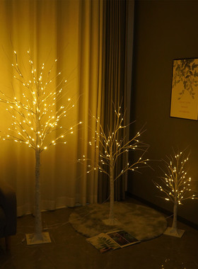 跨境爆款 LED圣诞节遥控白桦树家居装饰灯室内卧室房间景观发光树