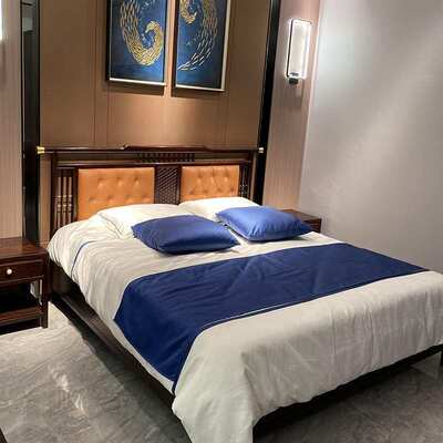 新中式乌金木实木床1.8米婚床现代简约主卧室家具2米双人大床