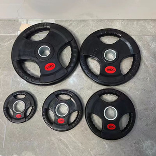 瑞特家用健身房 三孔包胶举重杠铃片铸铁哑铃杠铃负重片整套105kg