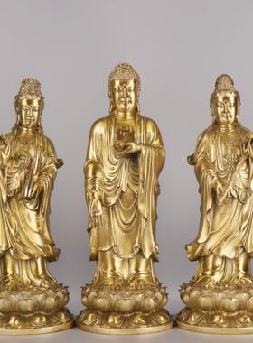 杨铜记 铜三圣阿弥陀佛观世音菩萨大势菩萨 铜西方三圣