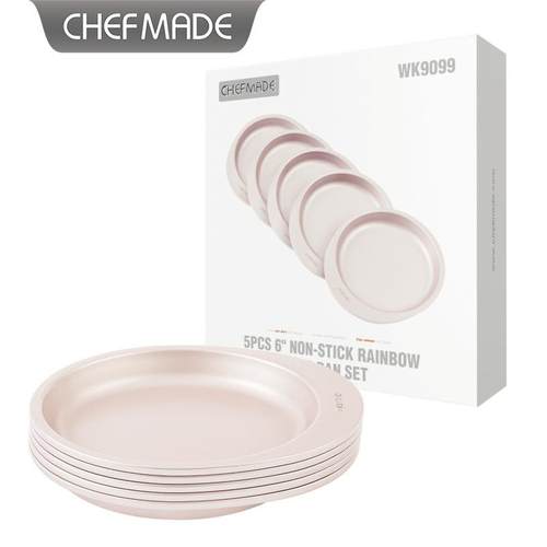 学厨 香槟金色6寸圆形烤盘彩虹蛋糕模具5件套 WK9099