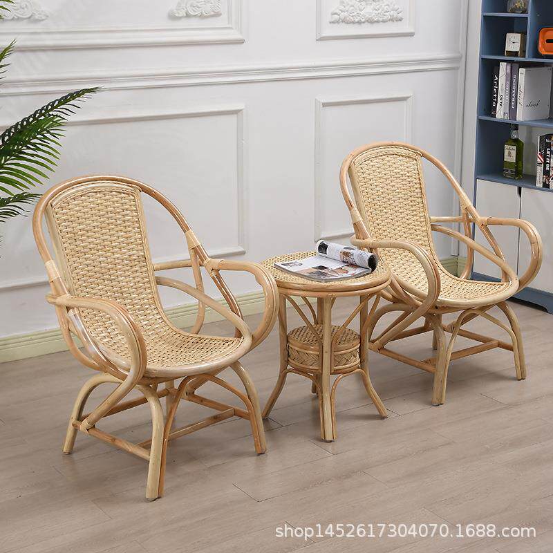 厂销民宿风真藤休闲藤椅三件套阳台小桌椅藤编休闲单人靠背椅