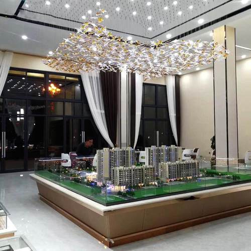 非标制作琉璃售楼处艺术设计师造型枫叶商场沙盘大厅别墅楼梯吊灯