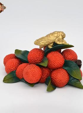 宏达 黄铜彩绘家居摆件 红利 铜工艺品水果荔枝铜器摆件