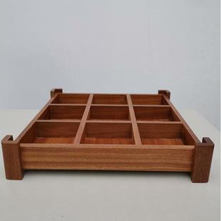 实木木盒无盖多格餐盘料理火锅拼盘陶瓷沙比利九宫格木质餐具现货