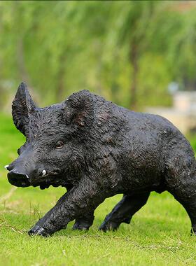户外大型仿真动物黑猪摆件玻璃钢园林装饰农场农家乐绿化设计模型