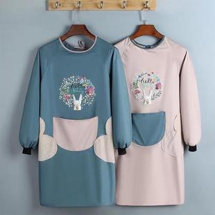 可擦手做饭围裙防油防水含袖 罩衣 套全身防护反穿围裙加大加厚长袖