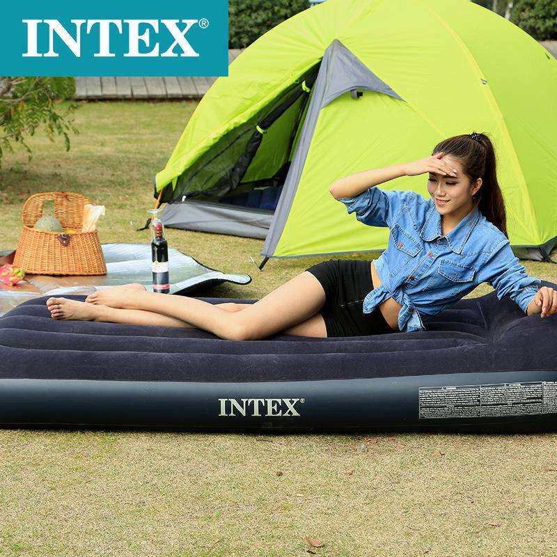 INTEX64141内置枕头 充气床垫单人折叠床垫气垫床 户外野营便携床