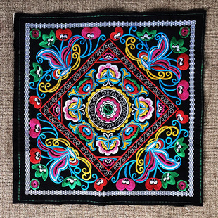 贵州成品机绣少数民族花边贵州绣花布贴枕套背带头帕刺绣抱枕用花