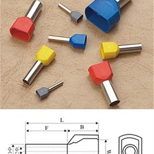 1000只 插针 双线管型预绝缘端头LD4 冷压针型接线端子TE2508