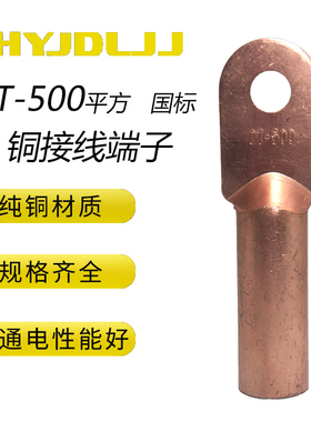 DT500平方铜鼻子接线端子铜线鼻子电缆接线铜接头堵油国标A级铜鼻