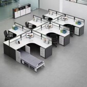 屏风职员办公桌椅组合员工工作卡座带折叠午休床卡位电脑桌六人位
