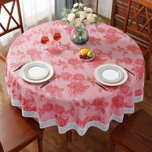 大圆桌布布艺防水防油免洗防烫塑料家用PVC圆桌子台布圆形餐桌垫