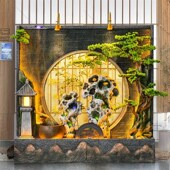 大型循环水客厅摆件太湖石落地水幕墙风别墅花园造景流水屏办公室