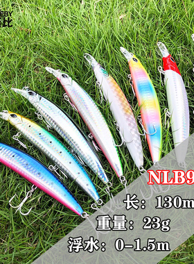 诺比NOEBY 9498浮水米诺远投路亚饵短小舌板海钓翘嘴鲈鱼船钓假饵