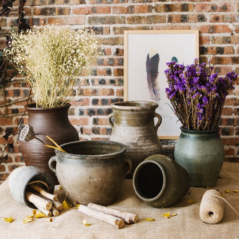 觅点手工粗陶陶坛子陶瓷花花器花盆土陶黑陶红陶复古做旧装饰,家居饰品,花瓶,淘宝优惠券,粉丝福利购,淘宝优惠卷