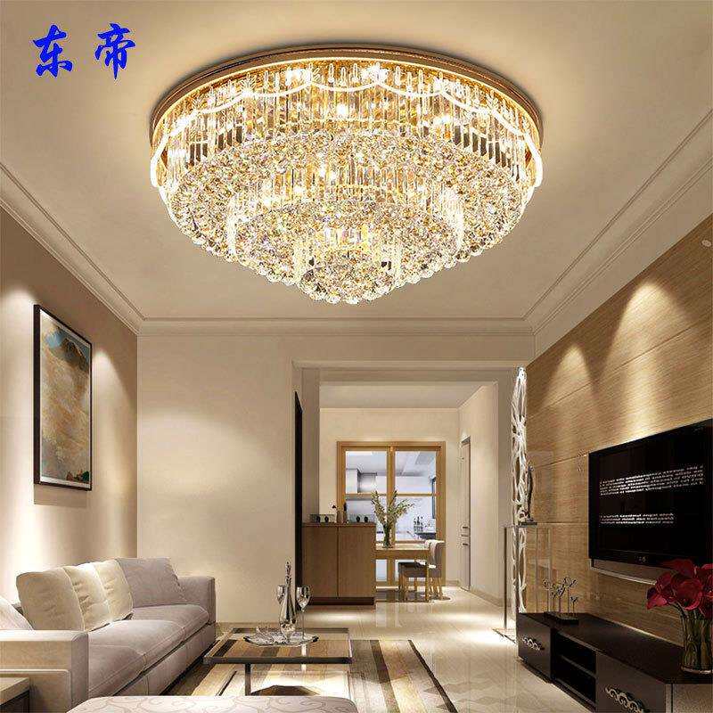新款侧面发光LED客厅圆形水晶灯 S金长方形吸顶灯卧室温馨灯