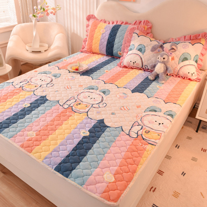 冬季加厚牛奶法兰绒床垫家用软垫单人学生宿舍保暖褥子防滑地垫子