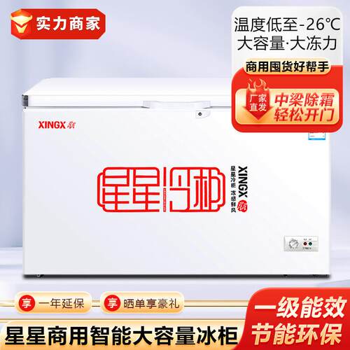 星星冰柜冷藏保鲜冷冻冰箱速冻雪糕冷饮海鲜柜卧式冷柜商用冰柜