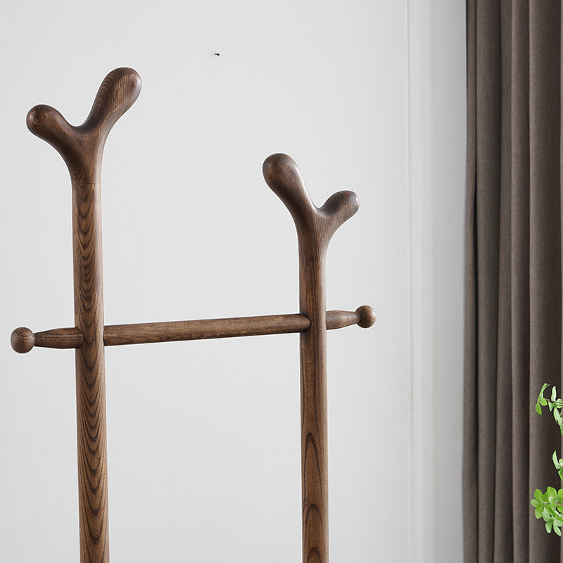 全实木衣帽架新中式门厅转角卧室立式挂衣架简约创意落地衣架