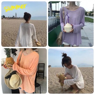 防晒衣 温泉游泳衣外搭女薄款 海边度假沙滩外套露背比基尼罩衫 长袖