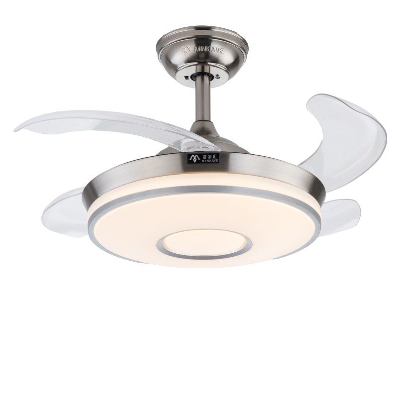 简约低楼层隐形风扇灯变频餐厅电扇灯卧室客厅黑色吊扇灯蓝牙遥控