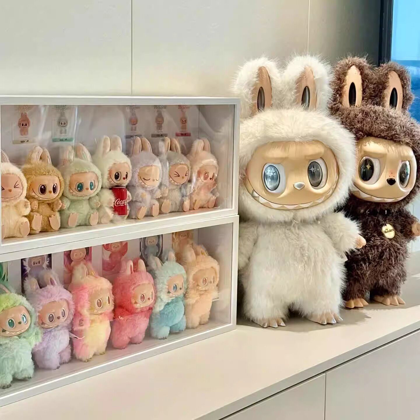 labubu展示盒拉布布搪胶一二三代实木收纳柜diy相框造景长条架子图片