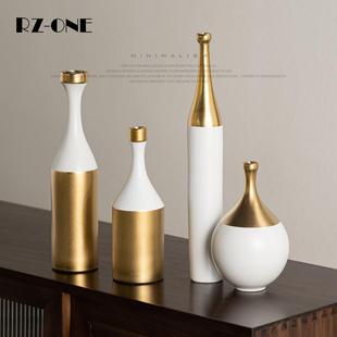 匠十三 意式轻奢样板间沙发茶几白金陶瓷花瓶花艺托盘装饰品