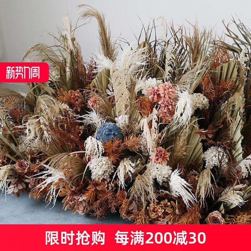 芦苇蒲葵干花场景花卉摆件大型橱窗复古秋花艺造景塑料花仿真花