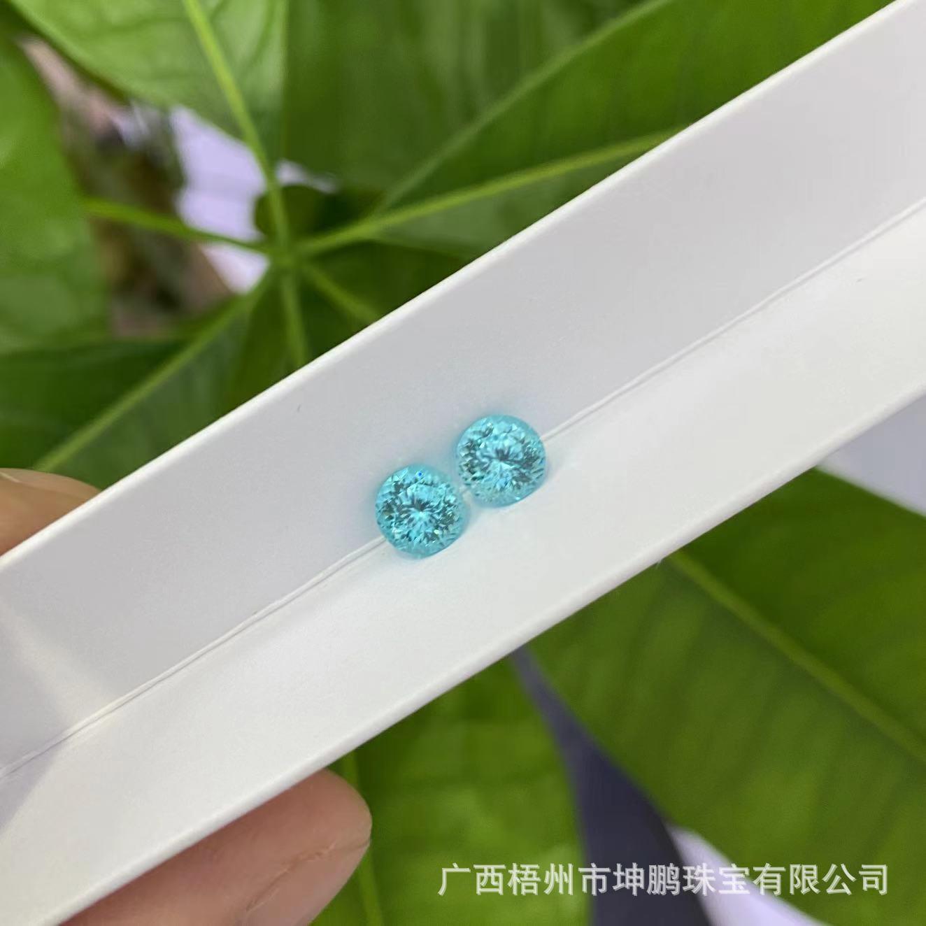 源头厂家霓虹蓝帕拉伊巴实验室培育蓝宝石湖水蓝圆形手饰裸石戒面